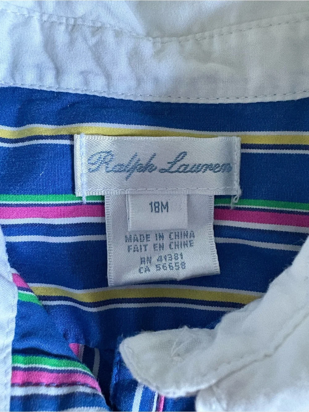 Ralph Lauren Navy Multi-Stripe Button Front Dress with White Collar